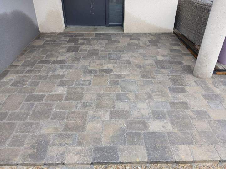 Pose de pavés 3 formats avec joints